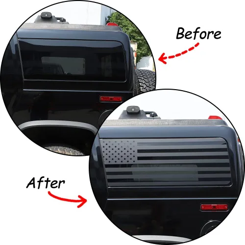 Vista 2 de Calcomanías de vinilo con la bandera estadounidense para ventana lateral trasera compatibles con Hummer H2 2003-2009, calcomanías precortadas