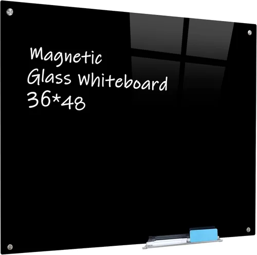 Vista 7 de Pizarra blanca magnética de cristal, 24 x 36 pulgadas, sin marco, pizarra blanca de borrado en seco, superficie montada en la pared para oficina