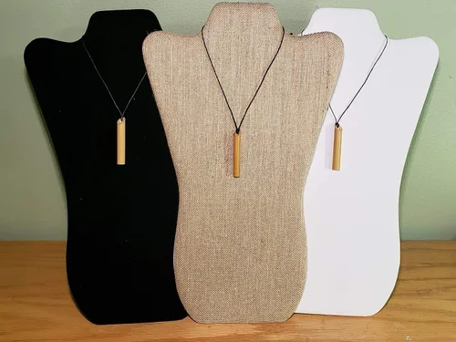 Vista 2 de Paquete de 3 collares de bambú natural de respiración consciente de Stress Straws para meditación y ansiedad, Bambú