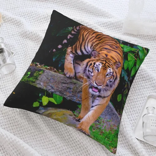 Vista 6 de VARUN Fundas de almohada de tigre feroz con estampado de animales salvajes y animales salvajes, funda de almohada decorativa para el hogar, sofá