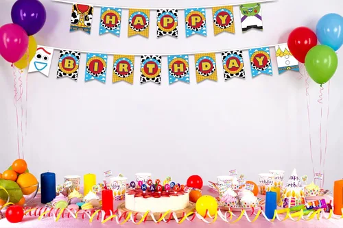 Vista 4 de Toy Story - Cartel de cumpleaños para niños, cartel inspirado en historias para decoraciones y suministros de fiesta, telón de fondo para interiores