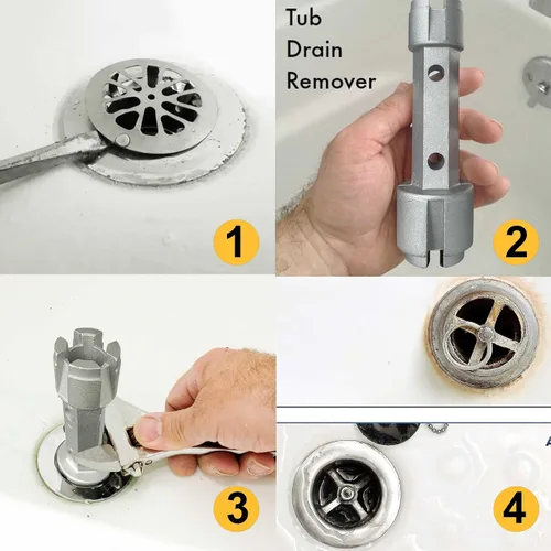 Vista 4 de Llave desagüe de bañera Hanpex - De doble extremo para desagües de baño y ducha, espárragos de inodoro - Aluminio resistente