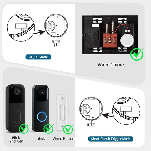 Vista 3 de Timbre inalámbrico para timbre de video Blink (1ª generación)/(2ª generación)/timbre con cableado/botón con cable con transmisor (blanco)