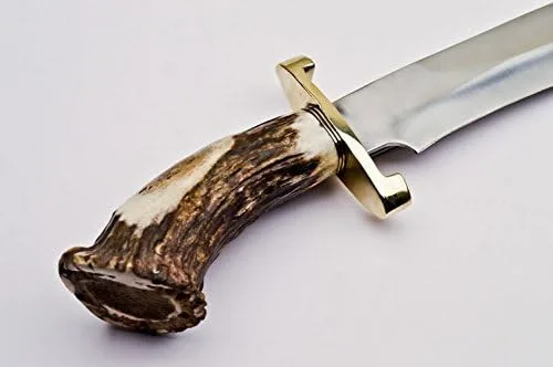 Vista 7 de Cuchillo de caza hecho a mano de acero D2 cuchillo de supervivencia con mango de asta de ciervo (S-963)