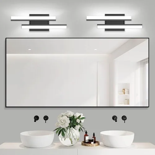 Vista 11 de Barra de luz LED para tocador de baño de 18 pulgadas, accesorio de iluminación sobre espejo de 18 W, 5000 K, barra de luz negra para tocador