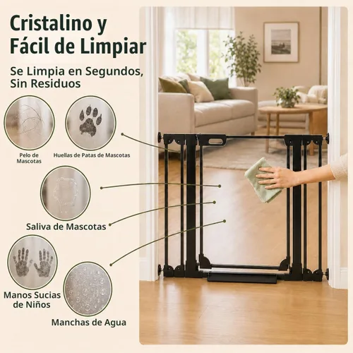 Vista 7 de WAOWAO Puerta transparente para bebés para escaleras, diseño moderno, acrílico con cierre automático, puerta para mascotas, 29.52-37.79 pulgadas
