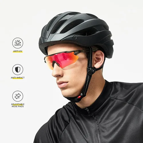 Vista 26 de Lentes de sol polarizados para ciclismo con 5 micas UV400, con armazón TR90.