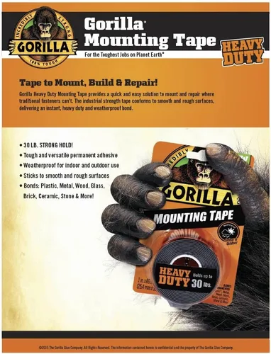 Vista 3 de Gorilla Cinta de montaje resistente, negro, 6055001-4
