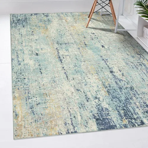 Vista 7 de LUXE WEAVERS Kingsbury Collection 7670 - Alfombra abstracta azul de 8 x 10 pulgadas