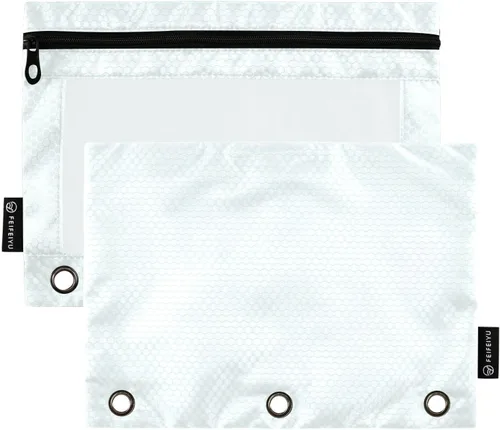 Vista 28 de Gredecor Estuche para lápices con 3 anillos con cremallera negra, paquete de 2 unidades, organizador de carpetas transparentes para ventana escolar