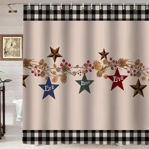 Vista 23 de Namdeva Cortina de ducha con bandera estadounidense, diseño de estrellas y rayas patrióticas, 4 de julio, Día de la Independencia, tablero