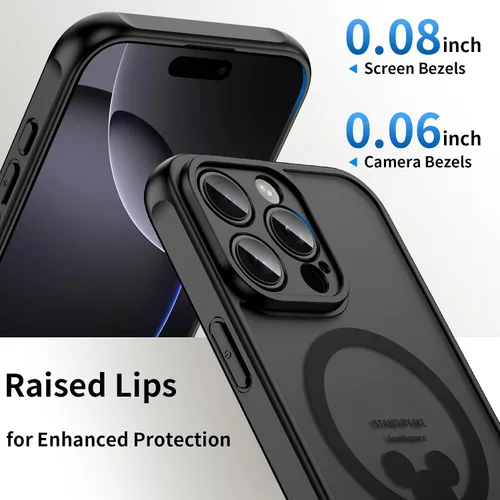Vista 3 de Funda para iPhone 16 Pro Max [Compatible con MagSafe], diseño bonito, magnético, negro translúcido, mate, con borde de TPU suave y parte trasera