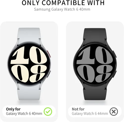 Vista 6 de Pack de 12 fundas para Samsung Galaxy Watch 6 de 40 mm, protector de pantalla con cubierta de policarbonato duro y película protectora de vidrio