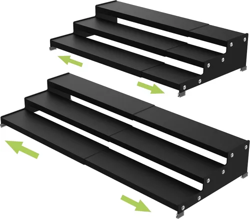Vista 11 de Jojocross Organizador de especias para gabinete, almacenamiento de especias expandible de 3 niveles, ideal para armarios de cocina, armario, Negro