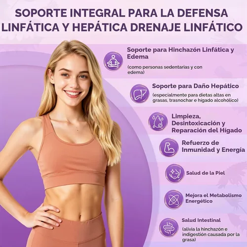 Vista 4 de Suplemento de drenaje linfático, desintoxicación y reparación de limpieza hepática, mezcla de hierbas 24 en 1 con equinácea, diente de león