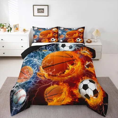 Vista 172 de Juego de ropa de cama de baloncesto para niños y adolescentes, juego de edredón deportivo para niños, tamaño matrimonial, suave, ligero, decoración