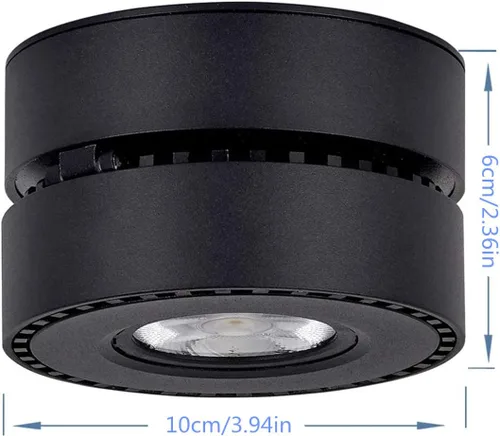 Vista 3 de Foco de techo LED regulable – 360° ajustable en superficie de atenuación de 12 W COB iluminación de techo interior Downlight de pared de aluminio
