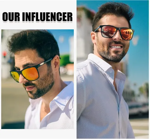 Vista 2 de DUCO Gafas de sol polarizadas para hombre, protección UV, marco rectangular retro, para conducir, pescar, 100% bloqueo UV 3029H
