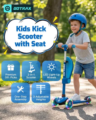 Vista 2 de Gotrax KS3 Kick Scooter with Seat, 3 Wheels for Kids Age 2+, Gifts