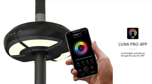 Vista 2 de Treasure Garden Luna Pro - Luz de paraguas inalámbrica con sistema de altavoces Bluetooth integrado (negro)