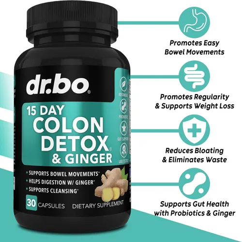 Vista 2 de Limpiador de colon desintoxicante y limpieza del hígado – Pastillas de limpieza de colon de 15 días con jengibre y desintoxicación hepática