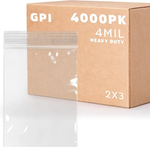 Vista 19 de Bolsas reutilizables de plástico transparente con cremallera – Paquete de 100 unidades GPI a granel de 2 x 3 pulgadas de grosor, resistentes