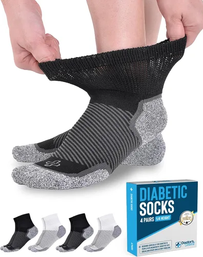 Vista 8 de Calcetines de tobillo para diabéticos Doctor's Select para mujeres y hombres - 4 pares Calcetines para diabéticos unisex para adultos