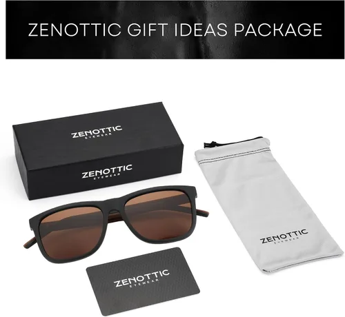 Vista 6 de ZENOTTIC Gafas de sol polarizadas para hombre, ligeras, TR90, con marco cuadrado, protección UV400