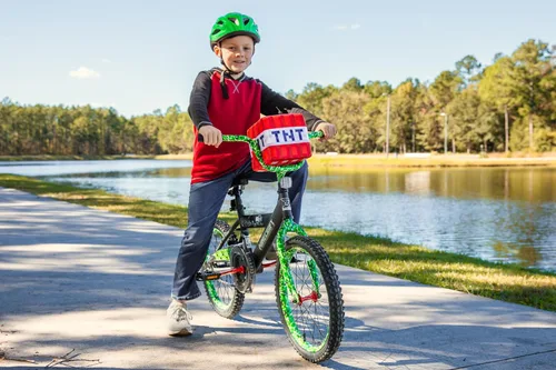 Vista 3 de Minecraft 18-Inch Kids Bike - Unisex Bike with Creeper Graphics, Coaster Brake, Adjustable Seat, Removable Training Wheels, Ages 6-9, 42”-53” Tall