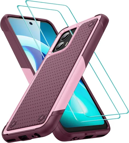 Vista 17 de Jeylly Funda para Motorola G Power 5G (2023) con 2PCS protectores de pantalla de vidrio, protección resistente de plástico duro+parachoques