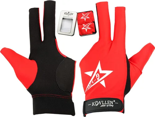 Vista 22 de KONLLEN Breathable Billiards Gloves, Left/Right Hand Three-finger design, mesh palm, adjustable wrist strap, secure grip for pool and snooker