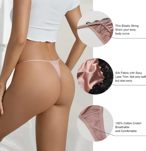 Vista 2 de SHARICCA Sexy Lace G-String Thongs for Women Stretch T-Back Tangas Low Rise Panties Underwear Multiple Pack