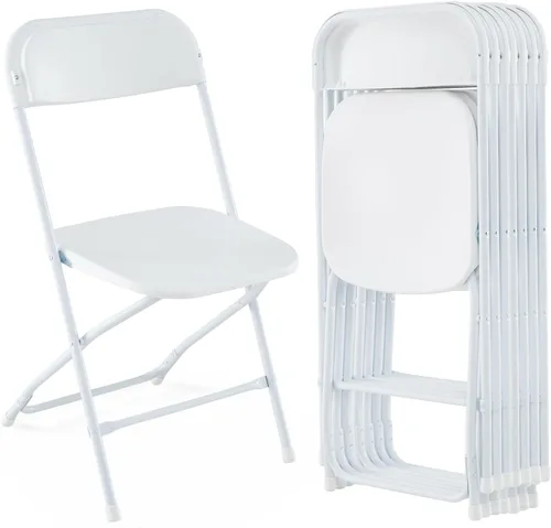 Vista 10 de Giantex Silla plegable con asiento y respaldo de plástico, marco de metal resistente, capacidad estática de 770 libras, asiento comercial
