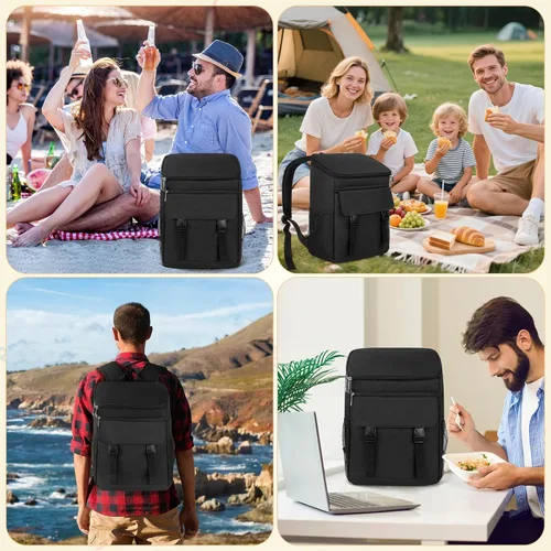 Vista 6 de Mochila enfriadora, 30 latas, mochila de almuerzo aislada para hombres y mujeres, bolsa térmica portátil a prueba de fugas para el trabajo, oficina