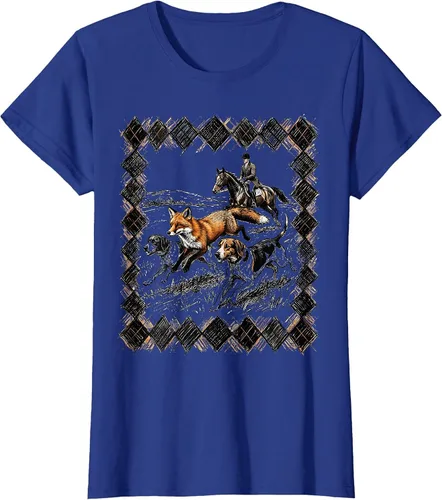 Vista 19 de Preppy Argyle Fox Hunt Illustrated Graphic T-Shirt White