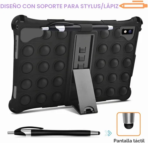 Vista 4 de DETUOSI Funda de silicona para tablet VASTKING KingPad K10 Pro, con lápiz stylus y correa para el hombro, funda protectora suave multiángulo