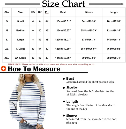 Vista 2 de Sudadera casual suelta con cuello redondo para mujer, talla grande, moda de otoño, manga larga, a rayas, abrigo de moda
