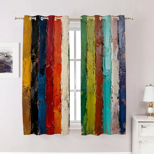 Vista 35 de Cortinas opacas de poliéster multicapa para cafetería, con diseño de diamantes, 2 unidades, 26 x 24 pulgadas