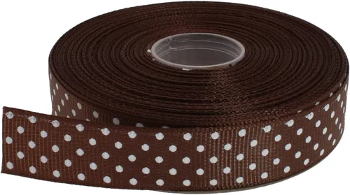 Vista 10 de Cinta de grogrén de lunares de 25 yardas cada rollo 100% poliéster (1 pulgada, beige)