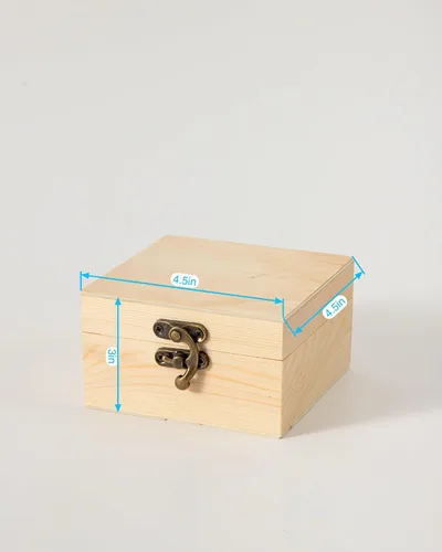 Vista 4 de Caja pequeña de madera de 8 piezas, caja del tesoro de madera sin terminar con tapas para manualidades (4.5 x 4.5 x 3 pulgadas)