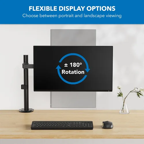 Vista 5 de Mount-It! Soporte de escritorio para dos monitores, soporte para pantallas de computadora LCD LED, atril con abrazadera con dos brazos articulables