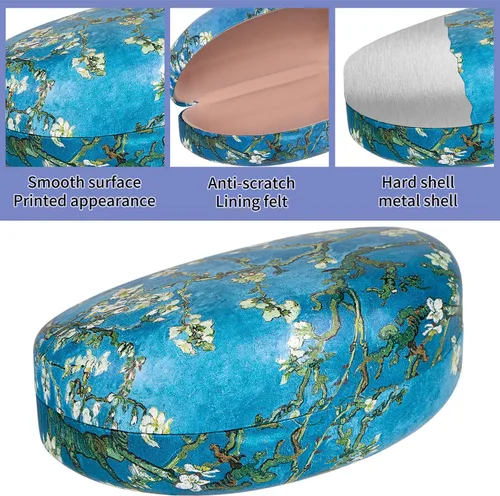 Vista 3 de Funda rígida de gran tamaño para lentes de sol, soporte protector para lentes de lectura extra grandes