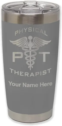 Vista 33 de LaserGram PT Physical Therapeut, vaso aislado al vacío de 20 onzas, grabado personalizado incluido (negro)