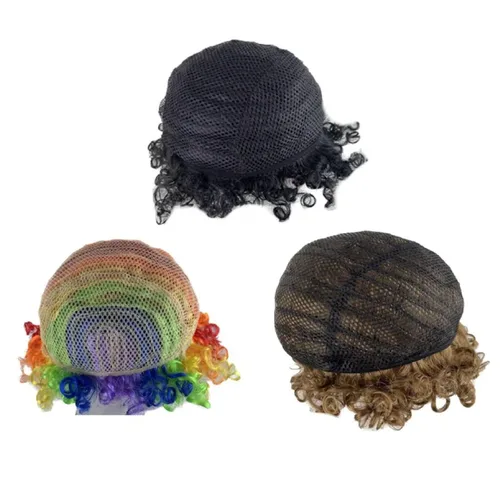 Vista 5 de Peluca de payaso sintético afro esponjosa de 3 piezas para hombres y mujeres, cosplay, fiesta de anime, Navidad, Halloween, pelucas divertidas