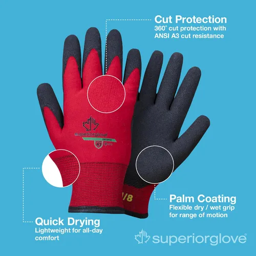 Vista 3 de Superior Glove Guantes de Trabajo de Invierno - Con Forro Polar con Palmas de Agarre Firme Negras (Temperaturas Frías) Guantes para Congelador