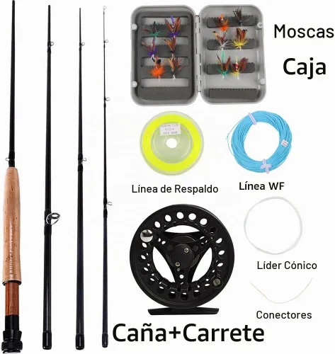 Vista 3 de [Usado] Kit de caña y carrete Sougayilang para pesca con mosca en agua dulce y en agua salada