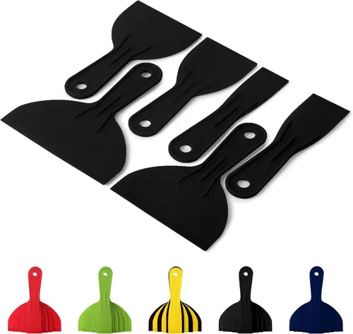 Vista 18 de Bates - Juego de 6 cuchillos de masilla de plástico, raspador de pintura, herramienta de spackle y esparcidor para reparación de raspado de Rojo