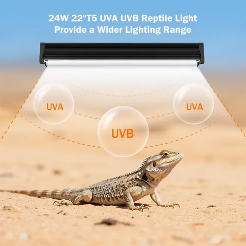 Vista 4 de Bombilla de reptil T5 10.0 UVB de 24 W, 22 pulgadas, paquete de 2