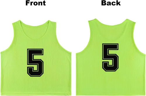 Vista 2 de RE-HUO Paquete de 12 chalecos numerados (1-12) para hacer deporte, baberos de entrenamiento para baloncesto, fútbol, voleibol y béisbol