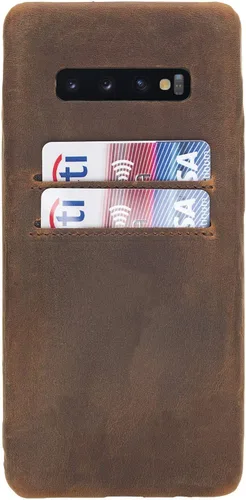 Vista 41 de HARDISTON Funda de piel auténtica hecha a mano para Samsung Galaxy Note 8, funda a presión con 2 ranuras para tarjetas de crédito, carga Marrón